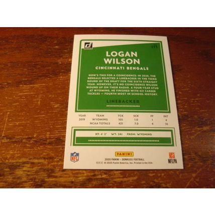 2020, Panini Donruss, 6-Rc Cards, LOGAN WILSON, Bengals #293