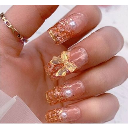 100 False Nails Square Press On 3D Mosaic Art Ballerina Full Cover Set fake
