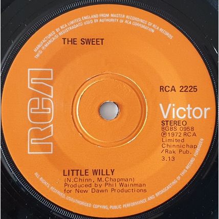 The Sweet - Little Willy 7", Single, Sol Very Good (VG)