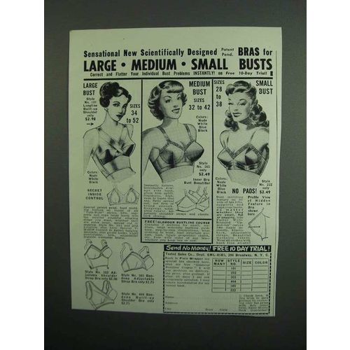 1951 Tested Sales Bras Ad - 101 202 303 404 505 222