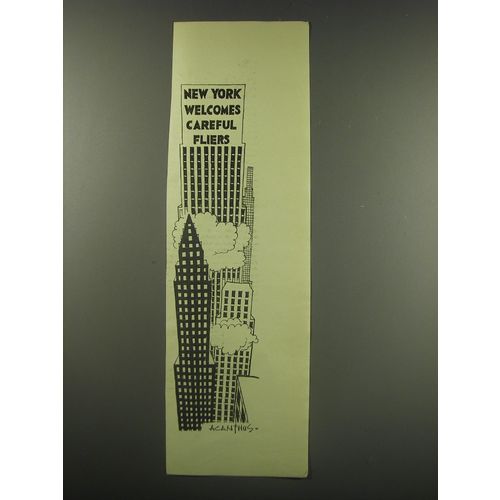 1952 Cartoon by Acanthus (Frank Hoar) - New York Welcomes Careful Fliers