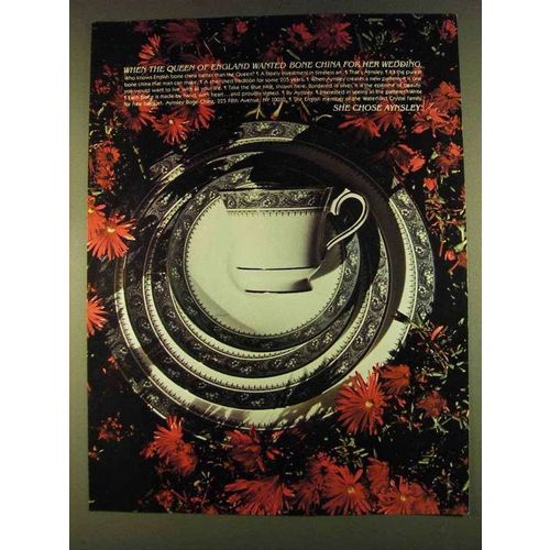 1980 Aynsley Blue Mist Bone China Ad - Queen of England