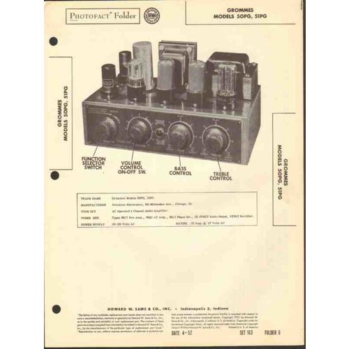 GROMMES models 50PG 51PG audio amplifier Sams Photofact manual