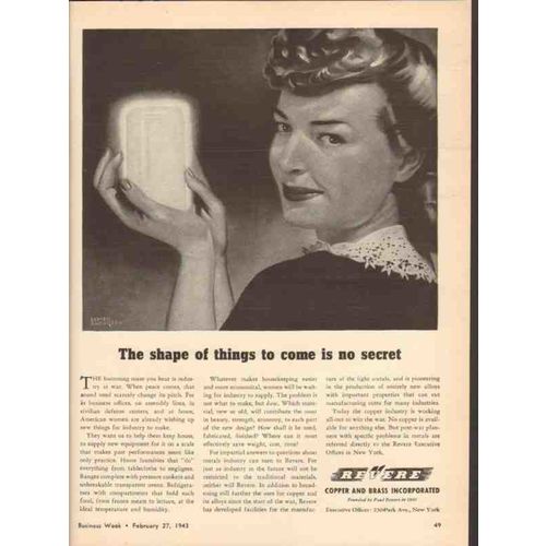 REVERE COPPER BRASS INC 1943 Shape things to come no secret vintage ad