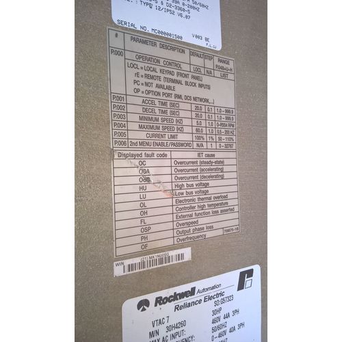 RELIANCE ELECTRIC GV 3000 SE MODEL:30V4260 30HP 460 VOLT AC Drive GV3000 30H4260