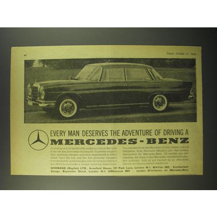 1964 Mercedes-Benz Car Ad - Every man deserves the adventure of driving
