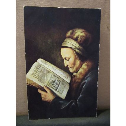 THE ARTIST'S MOTHER by REMBRANDT unused vintage postcard Dutch.. =