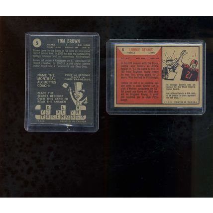 1964 Topps CFL #5 TOM BROWN -BC Lions / UNIV Minnesota - EX-NM OUTLAND 1960