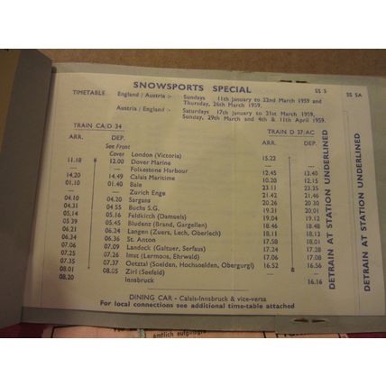 SNOWSPORTS SLEEPER CALAIS to KITZBUHEL, AUSTRIA Feb/March 1959 F W Ingham Ltd #