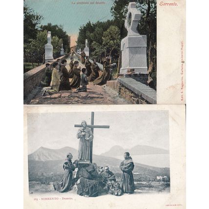 Sorrento Deserto La Preghiers Nel 2x Old Italian Postcard s
