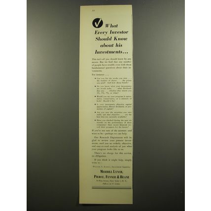 1952 Merrill Lynch Ad - What every investor should know about his investments