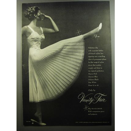 1952 Vanity Fair Slip Ad - Photo By Mark Shaw - Fabulous slip exquisite bodice
