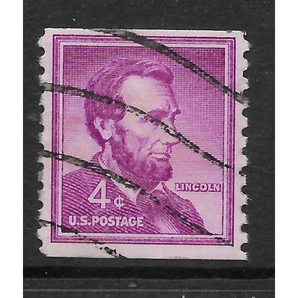 USA 1954 LIBERTY ISSUE 4c BRIGHT PURPLE LINCOLN SG 1034 FINE USED#4