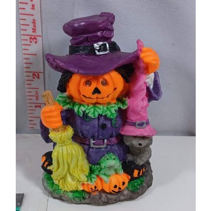 Ceramic Halloween Decoration pumpkin scarecrow with broom