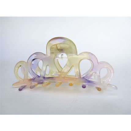 Yellow purple and pink marbled hair claw clip medium fine hair