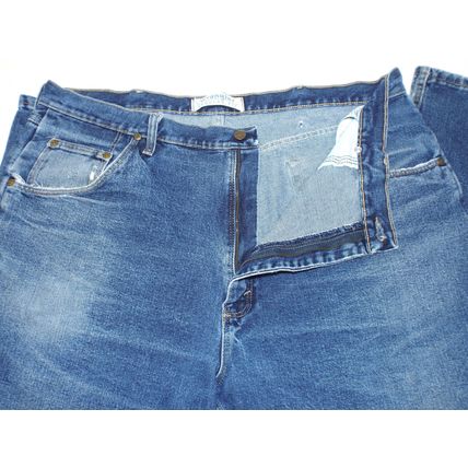 Excellent Mens Wrangler Regular Fit Premium Quality Jeans Size 42x30 Blue Denim