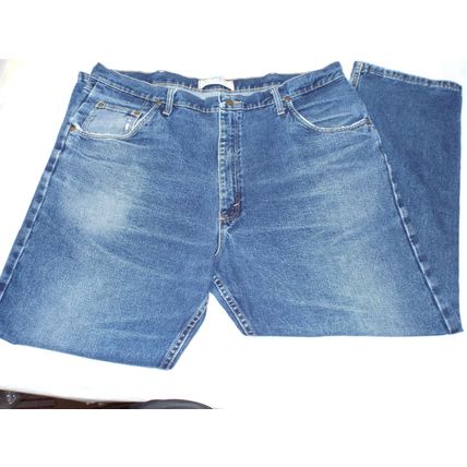 Excellent Mens Wrangler Regular Fit Premium Quality Jeans Size 42x30 Blue Denim