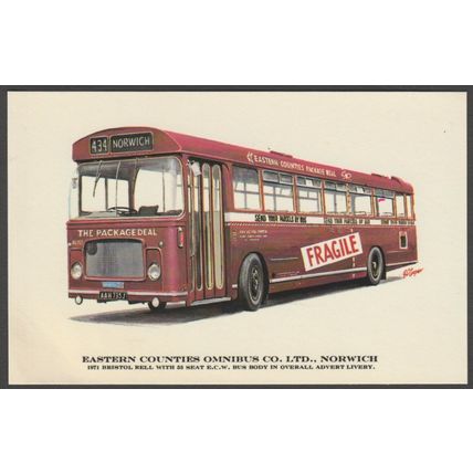 Eastern Counties 1971 Bristol Rell Omnibus - Prescott-Pickup Postcard