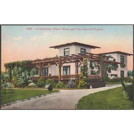 A California Winter Home and Vine Covered Pergola, c.1905-10 - Mitchell Postcard