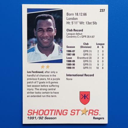 91/92 Merlin Shooting Stars 1991/92 LES FERDINAND #237