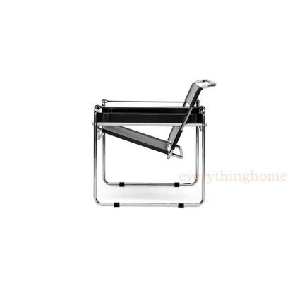 2x Black Faux Leather Strap and Chromed Steel Tubular Frame Accent Lounge Chairs