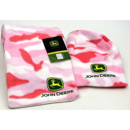 John Deere Hat & Scarf Pink