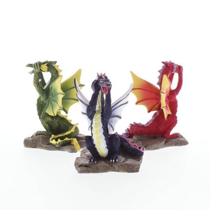 Hear-See-Speak No Evil Dragon Figurines Green Red Blue Set of Three Fantasy