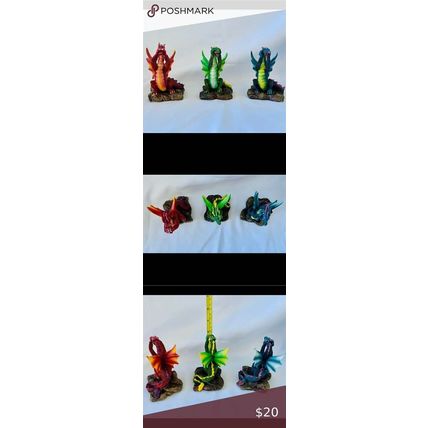 Hear-See-Speak No Evil Dragon Figurines Green Red Blue Set of Three Fantasy
