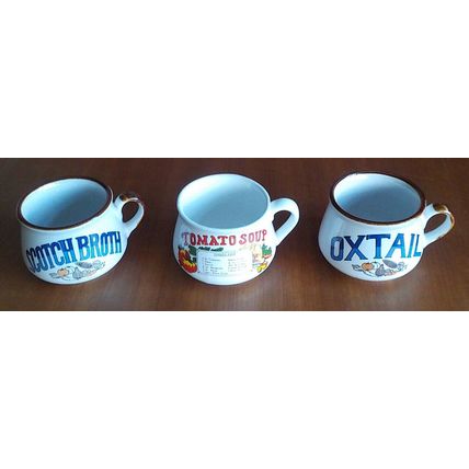 3 x VINTAGE LARGE CERAMIC SOUP MUGS - DIFFERENT VARIETIES