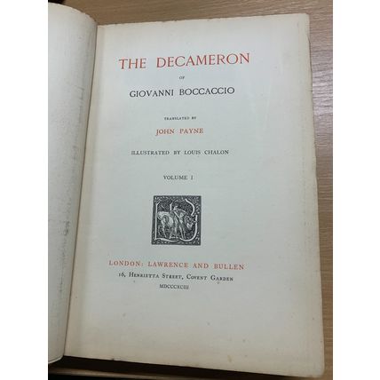 RARE* 1893 G BOCCACCIO "THE DECAMERON" LIMITED EDITION VOLS 1 & 2 BOOKS (EV5)