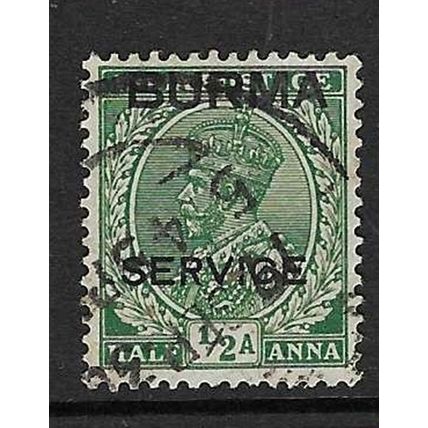 BURMA 1937 OVERPRINT SERVICE ON ½A USED SG O2 #1