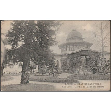 Jardin de l'Asile des Enfants, São Paulo, 1915 - CPA