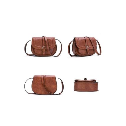 Chestnut Flapped Magnetic Buckle PU Leather Shoulder Bag