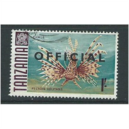 tanzania stamps sgo26 official glazed cv £3 fish a