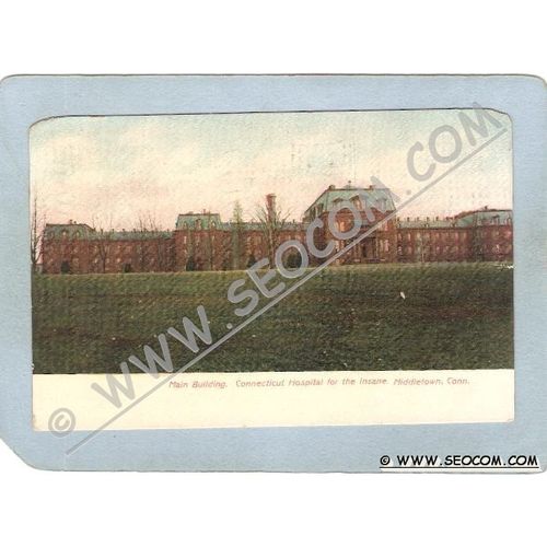 CT Middletown Postcard Main Building Connecticut Hospital For The Insane c~1436