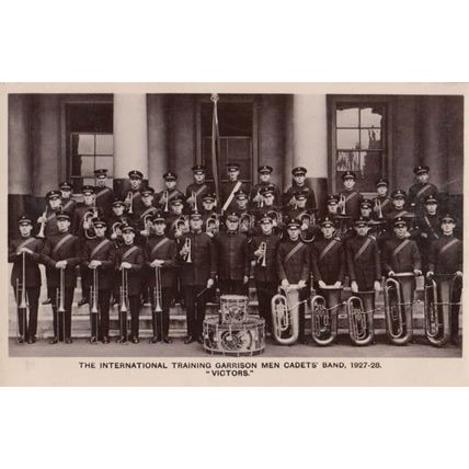 Garrison Mens Cadets Military Brass Band Vintage 1920s Postcard