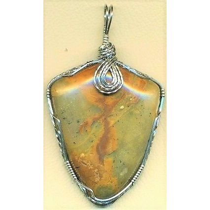 Picture Jasper Stainless Wire Wrap Gemstone Pendant 3