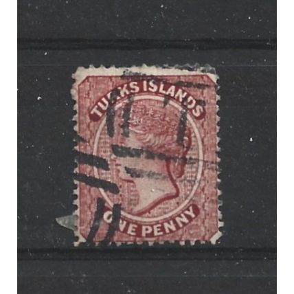 TurksIsland.SG62 1d Crimson-Lake.Variety Unchecked.Fine Used.Aug24b