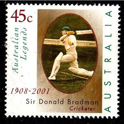 Australia 2001 Legends Sir Donald Bradman 45c MNG Stamp No Postmark No Gum