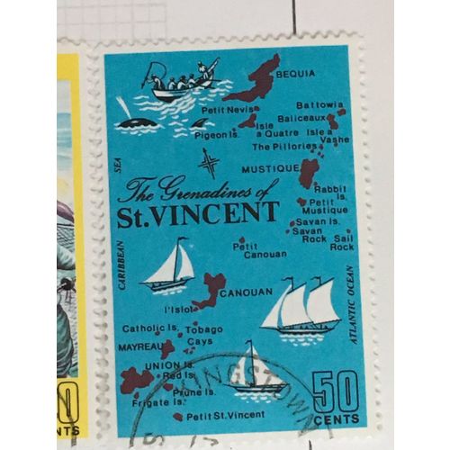 St Vincent 1971 Tourism 50c Grenadines Map Used SG 335 Sc 329 postage stamp