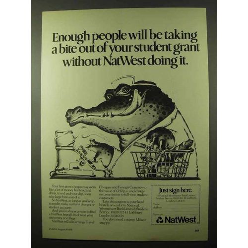 1978 NatWest Bank Ad - Student Grant