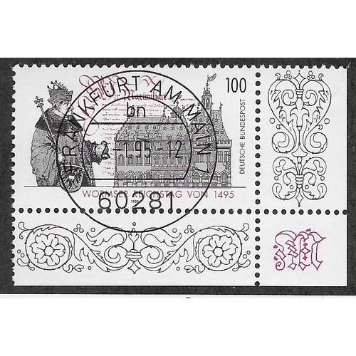 GER 1995 100pf '500TH ANN OF WORMS' (CORNER MARGIN) FINE USED (EBID53-849)