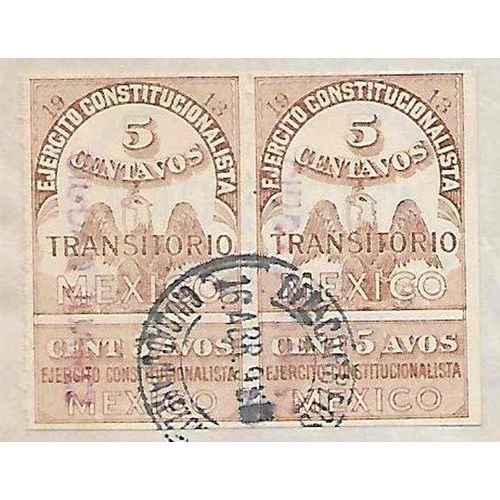 Mexico #349a Rouletted Pair 1916 Chiguagua to Chihuahua, Juarez Overprint