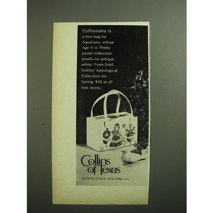 1970 Collins of Texas Enid Collins Box Bag for Aquarians Advertisement