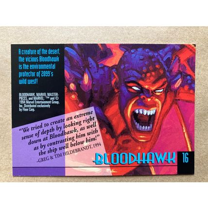 Marvel Masterpieces 1994 Base trading Card # 16 Bloodhawk (B) Fleer
