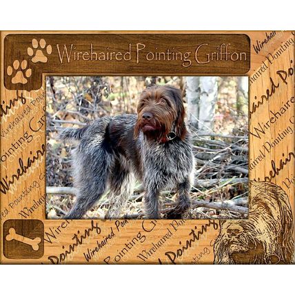 Wirehaired Pointing Griffon Laser Engraved Wood Picture Frame (5 x 7)