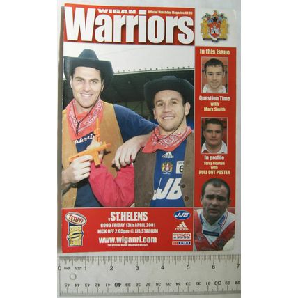 2001 programme Wigan Warriors v. St. Helens, 13/4
