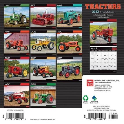 2023 Tractors 7x7 16-Month Mini Wall Calendar