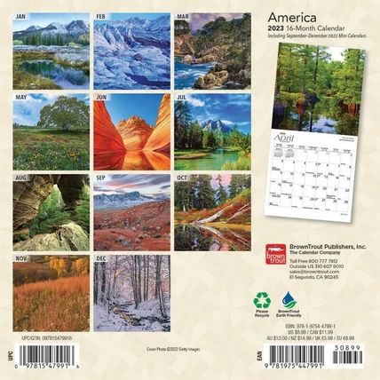 2023 America 7x7 16-Month Mini Wall Calendar
