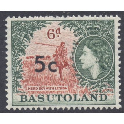 Basutoland Scott 66a - SG63, 1961 Elizabeth II 5c Type I MH*